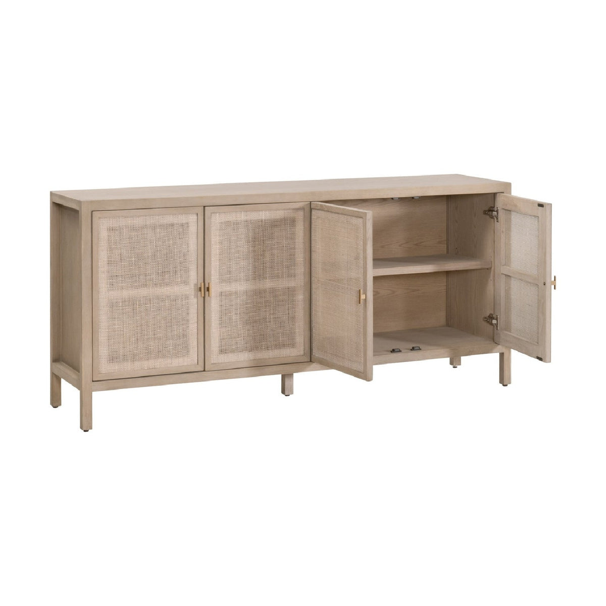 4-Door Gray Cane Media Sideboard | Living Essentials Carina
