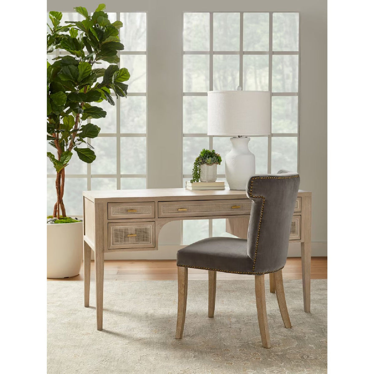 Gray Oak 5-Drawer Desk | Living Essentials Cane