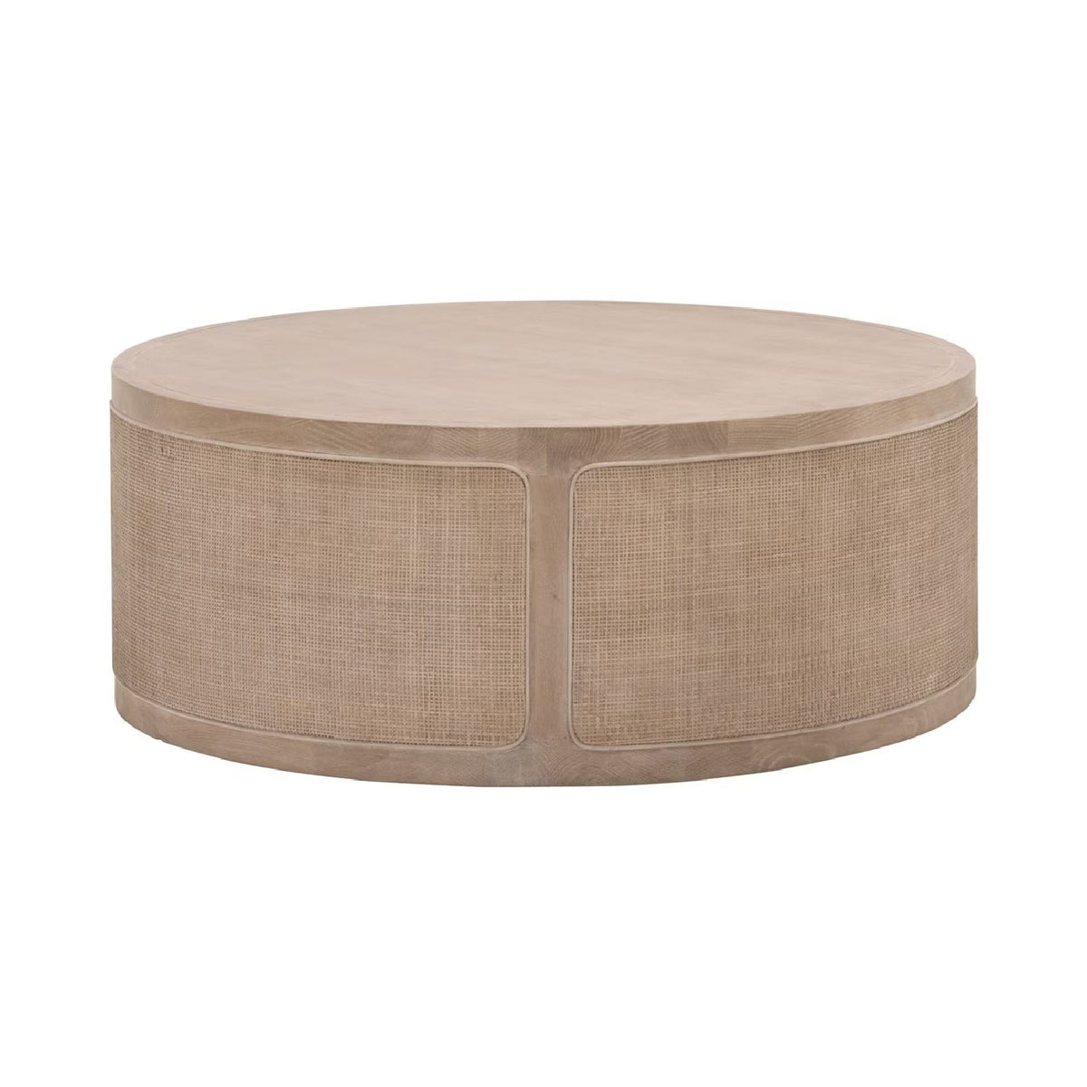Gray Oak Round Coffee Table | Living Essentials Cane