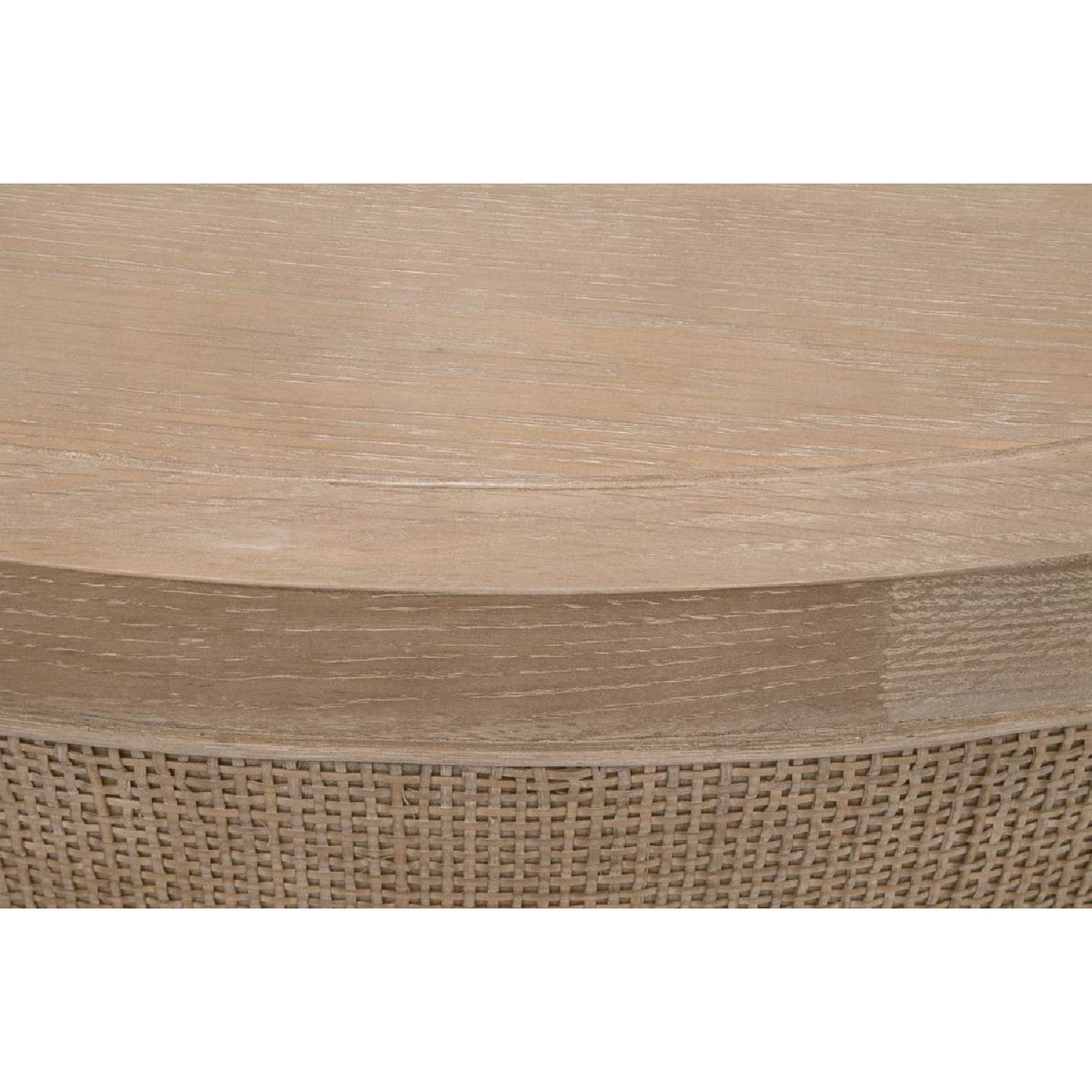 Gray Oak Round Coffee Table | Living Essentials Cane