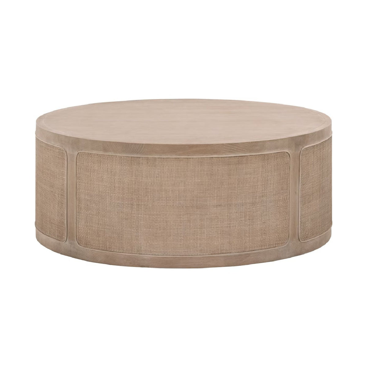 Gray Oak Round Coffee Table | Living Essentials Cane