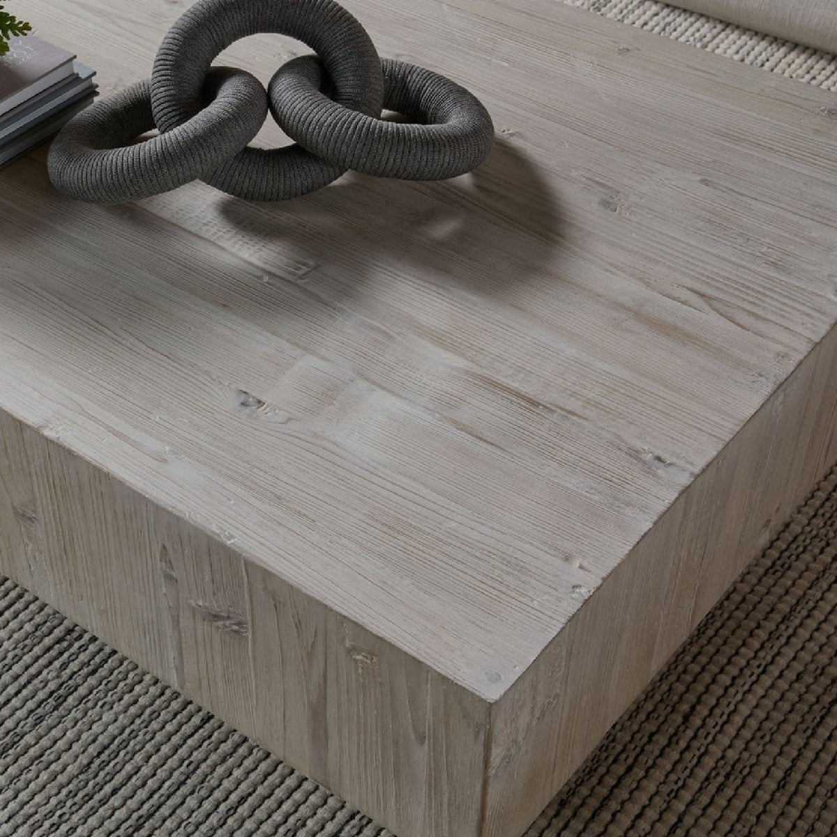 Whitewashed Pine Wood Coffee Table | Living Essentials Montauk