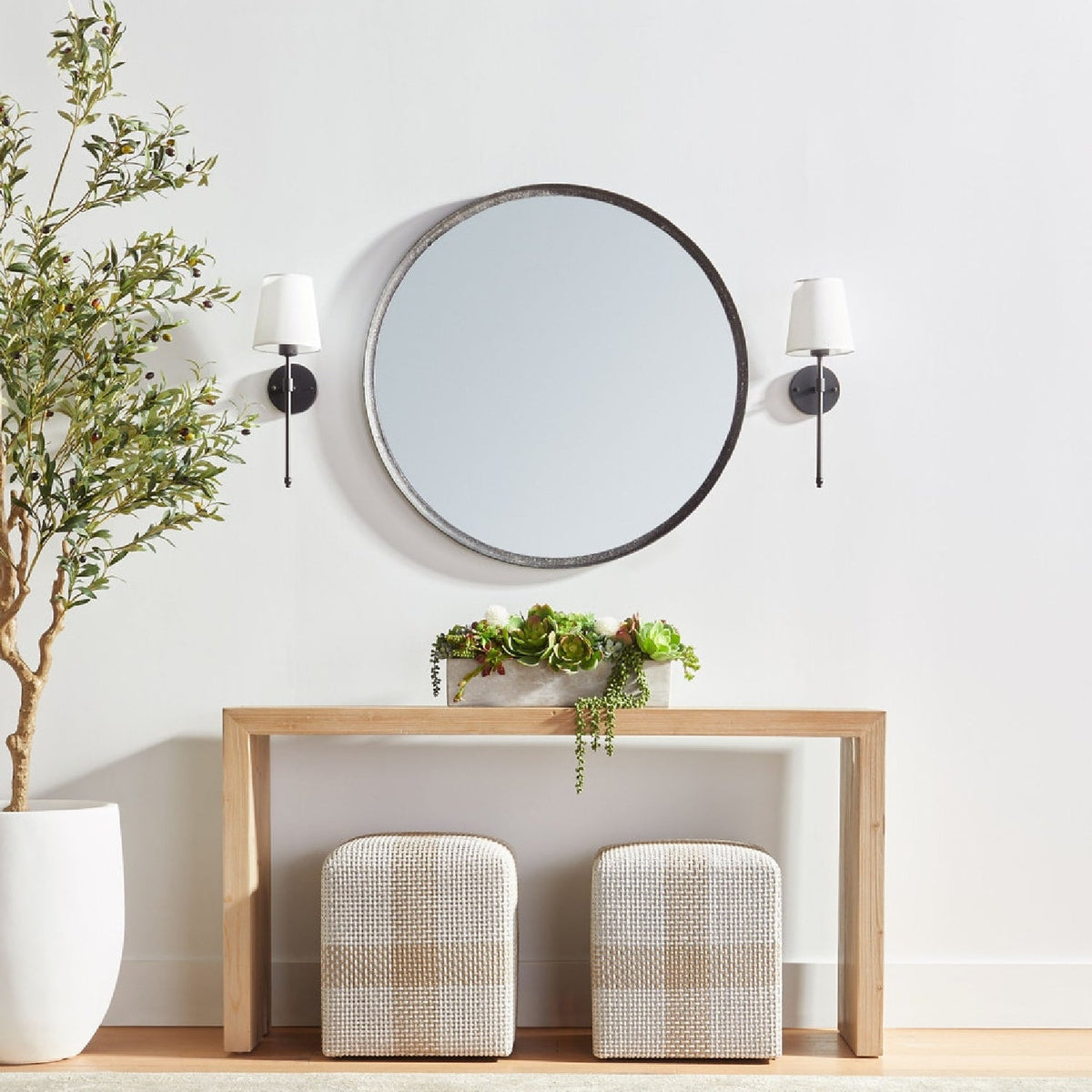 Natural Pine Wood Console Table | Living Essentials Reed