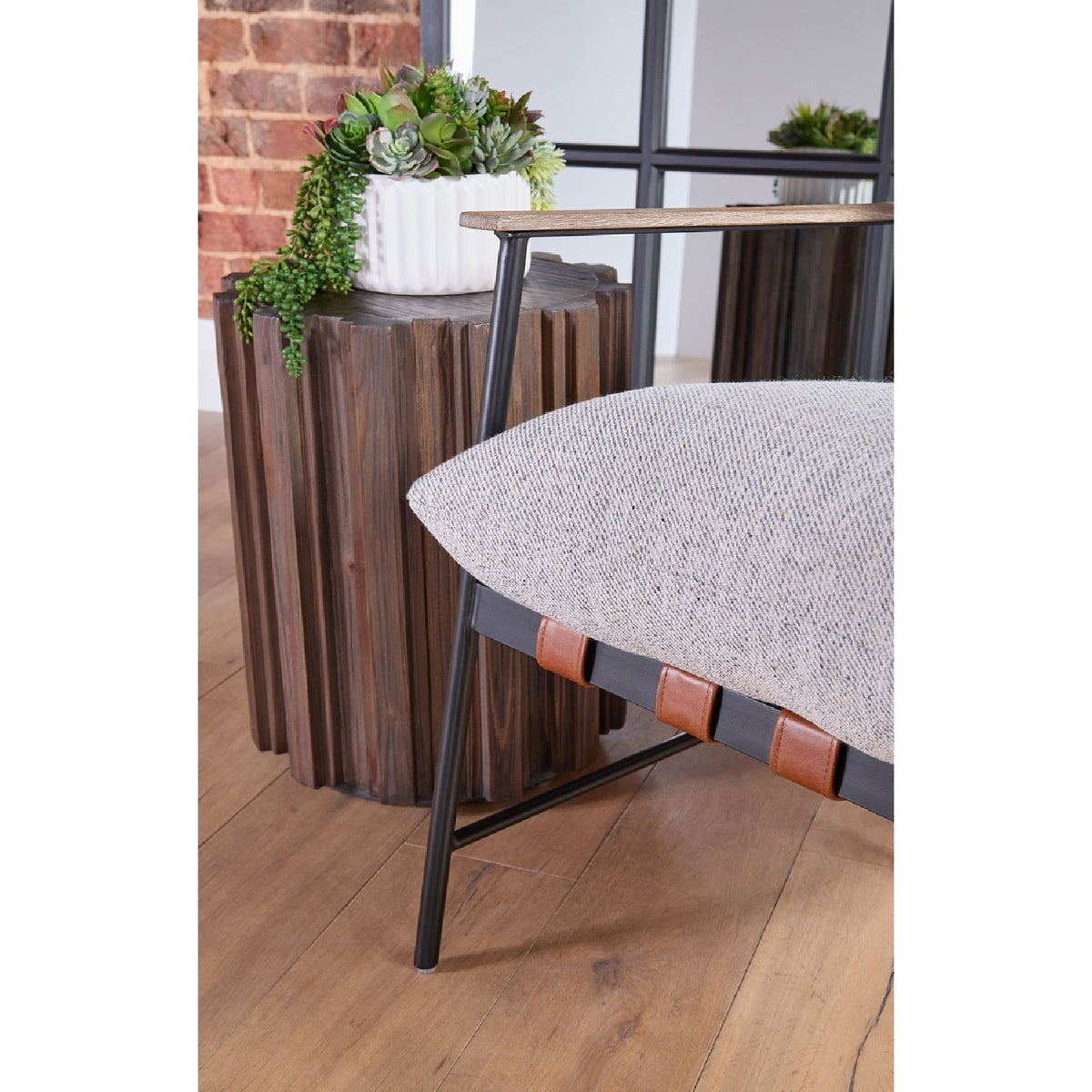 Fluted Pine Accent Table | Living Essentials Roma