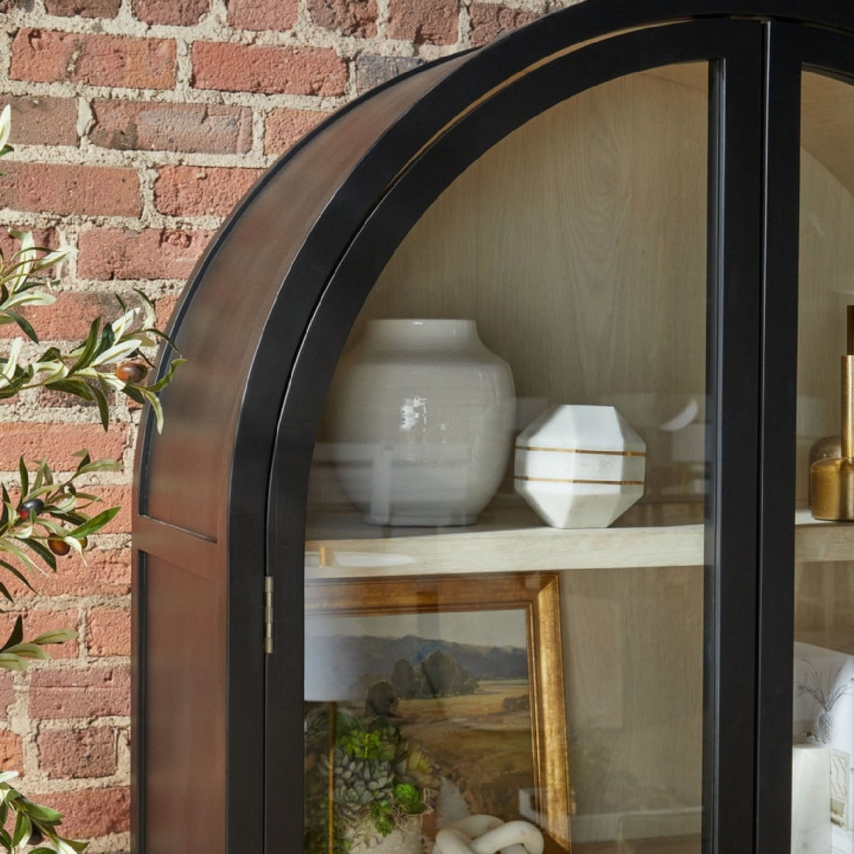 Black Birch Arched Display Cabinet | Living Essentials Toulouse