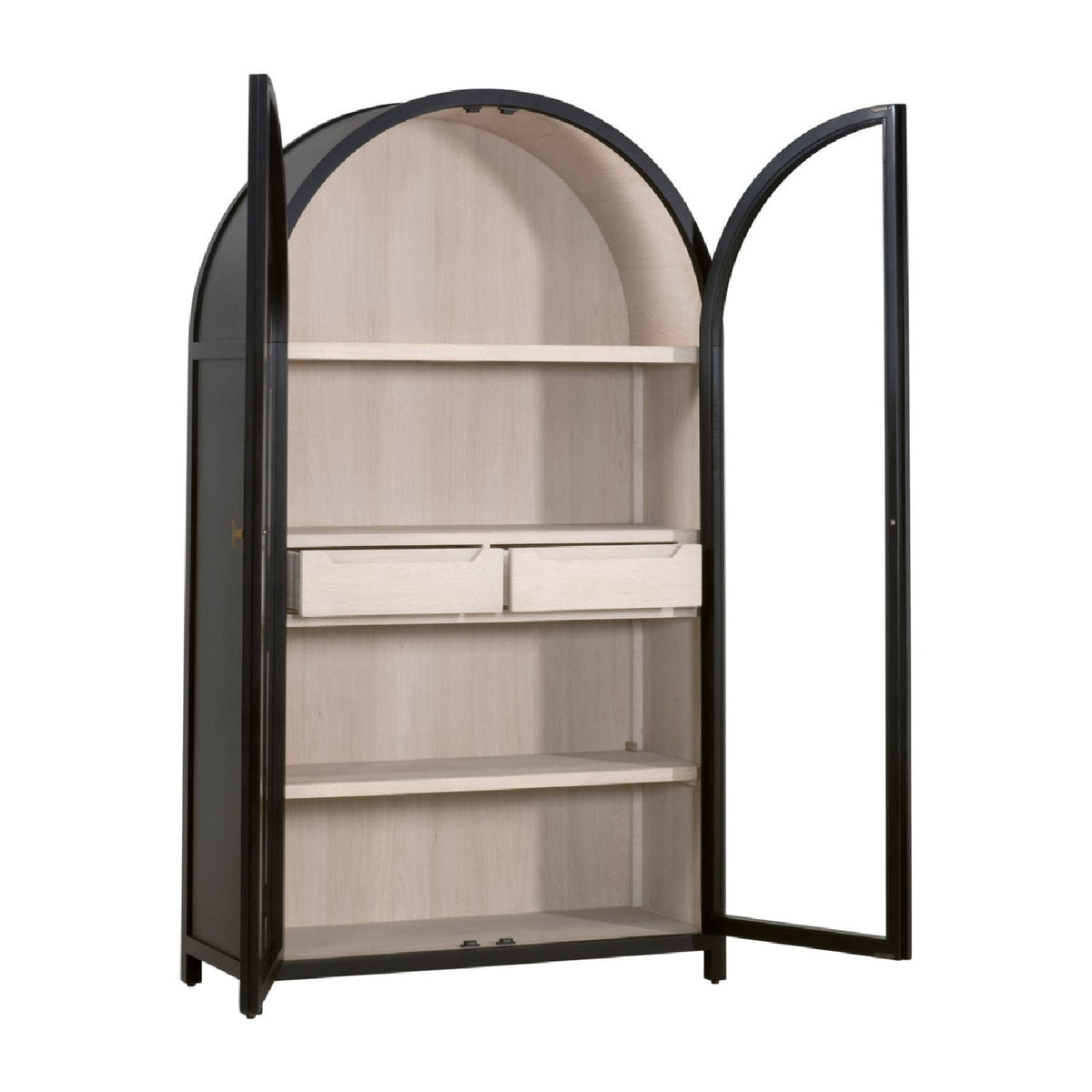 Black Birch Arched Display Cabinet | Living Essentials Toulouse