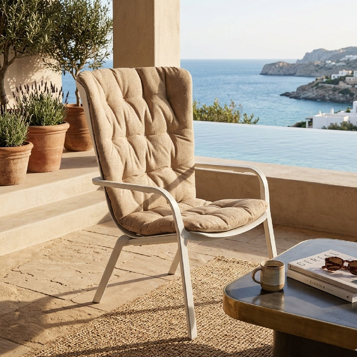 Square Perforated Reclining Outdoor Armchair | Nardi Folio