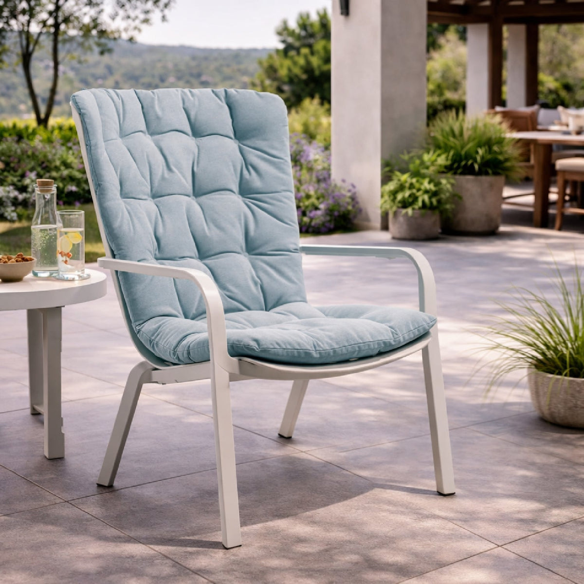 Square Perforated Reclining Outdoor Armchair | Nardi Folio