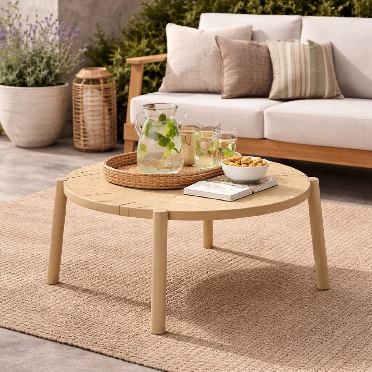 Slatted Round Outdoor Coffee Table | Nardi Doga