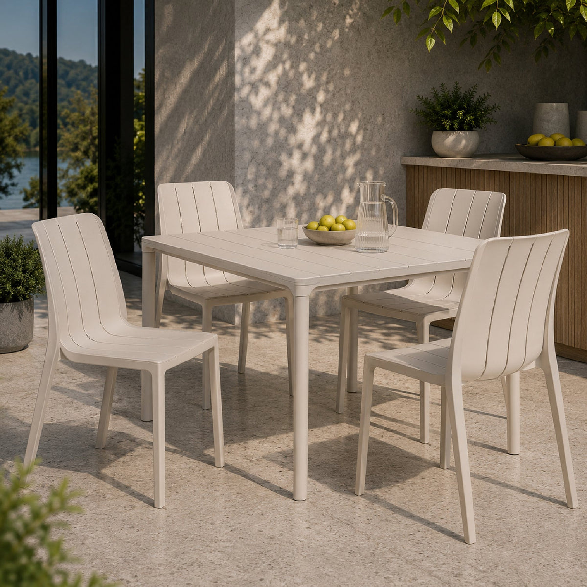 Slatted Outdoor Monobloc Dining Chair | Nardi Tiberina
