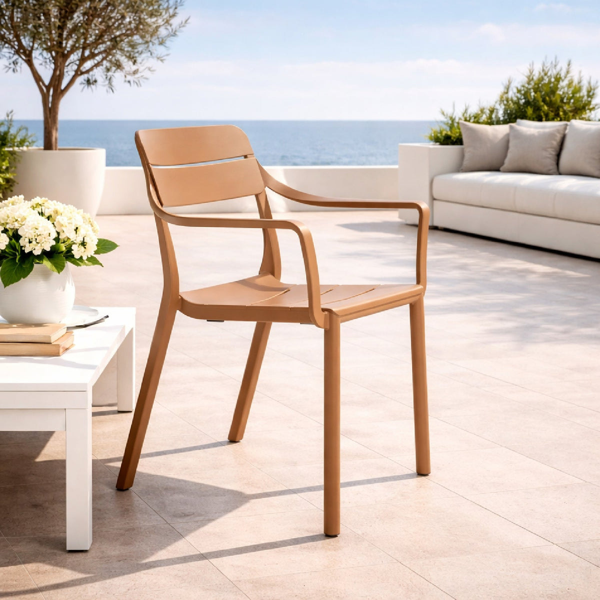 Fiberglass Outdoor Monobloc Dining Armchair | Nardi Cassia