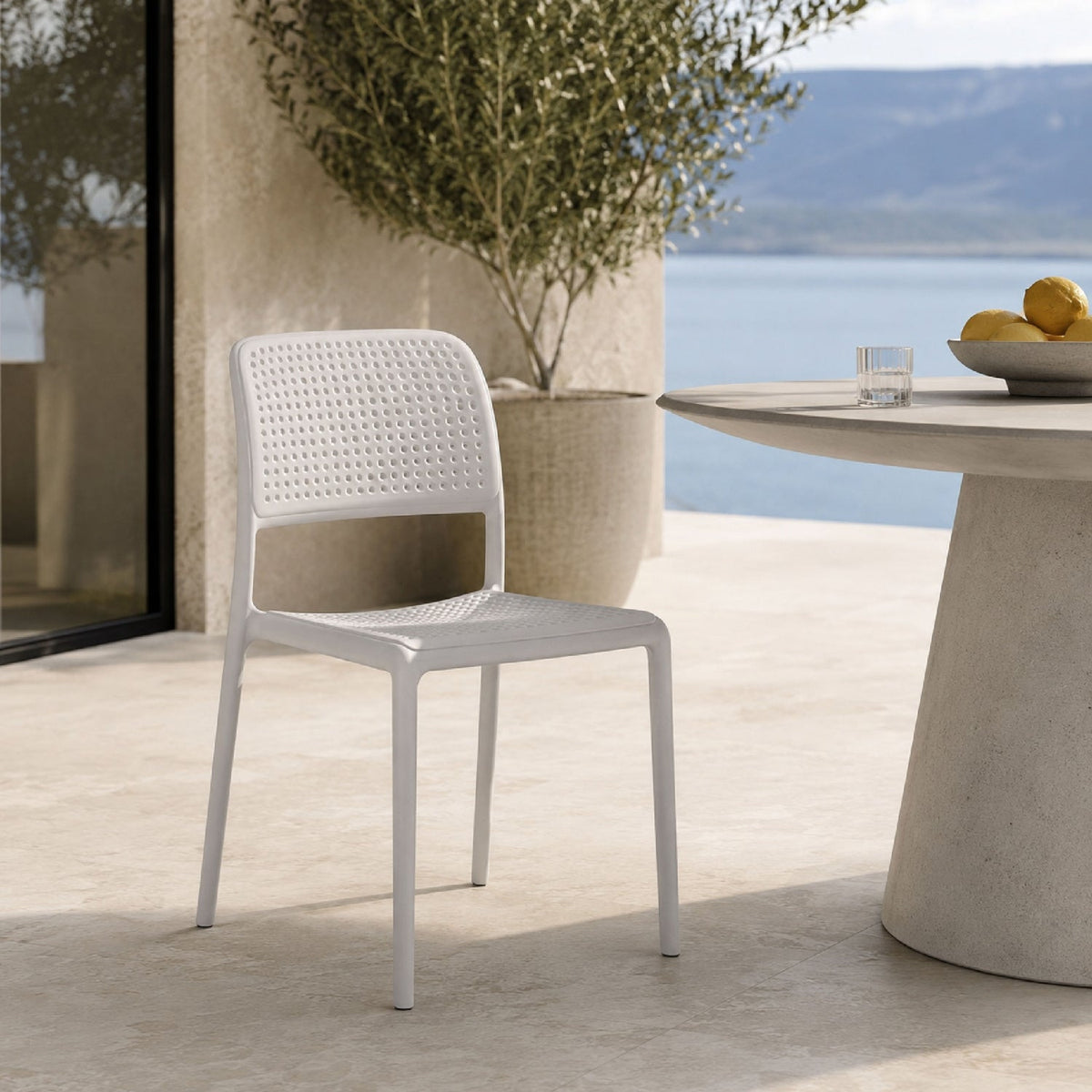 Perforated Fiberglass Outdoor Dining Chair | Nardi Bora