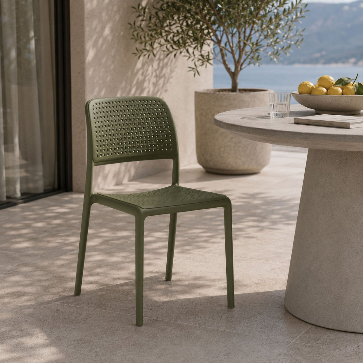 Perforated Fiberglass Outdoor Dining Chair | Nardi Bora