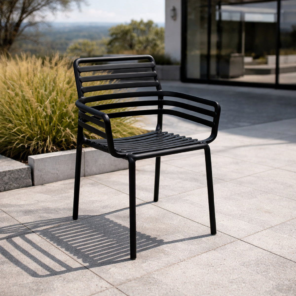 Slatted Outdoor Monobloc Dining Armchair | Nardi Doga