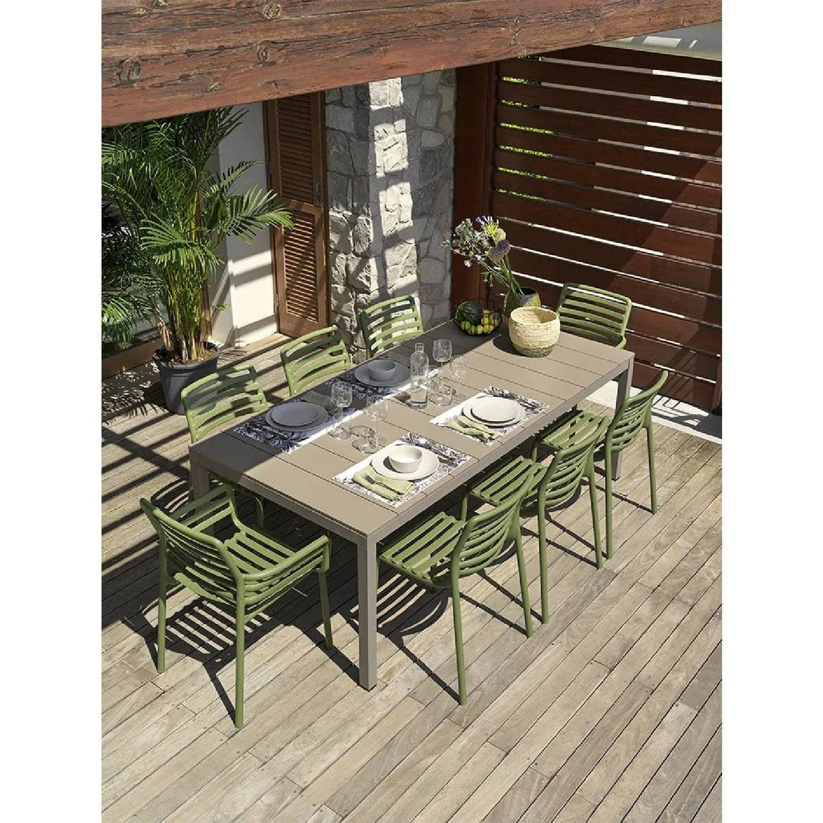 Slatted Outdoor Monobloc Dining Armchair | Nardi Doga