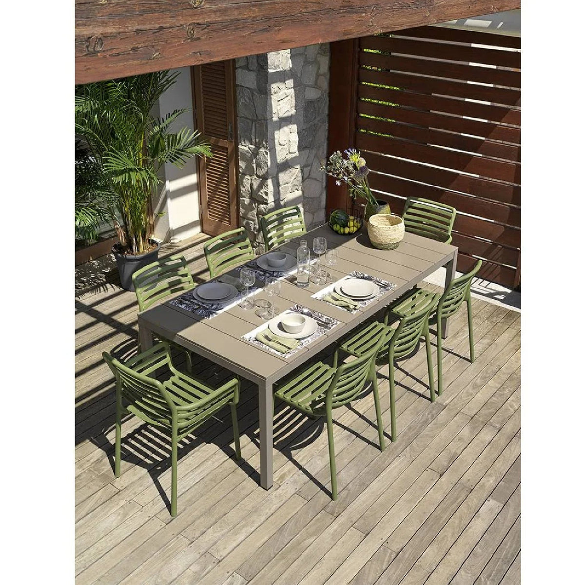 Slatted Outdoor Monobloc Dining Armchair | Nardi Doga