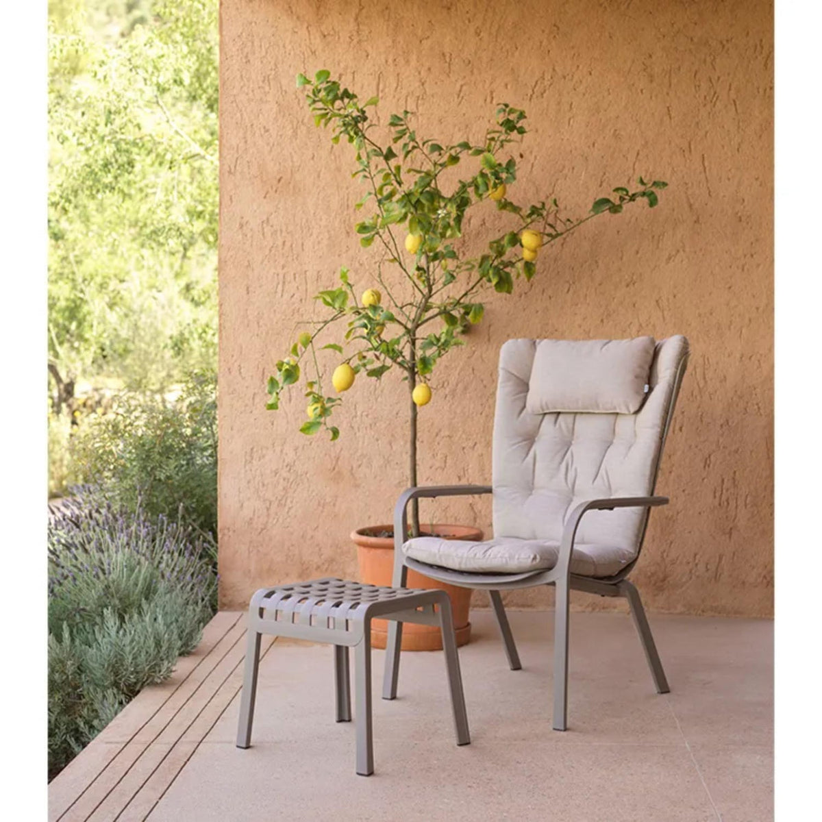 Square Perforated Reclining Outdoor Armchair | Nardi Folio