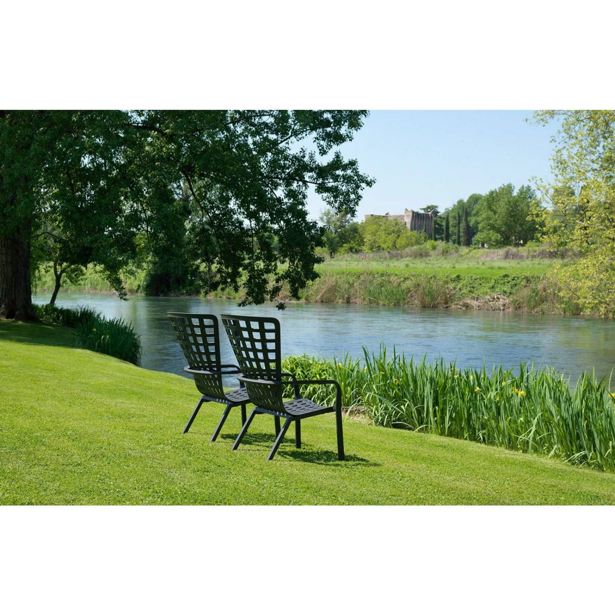 Square Perforated Reclining Outdoor Armchair | Nardi Folio