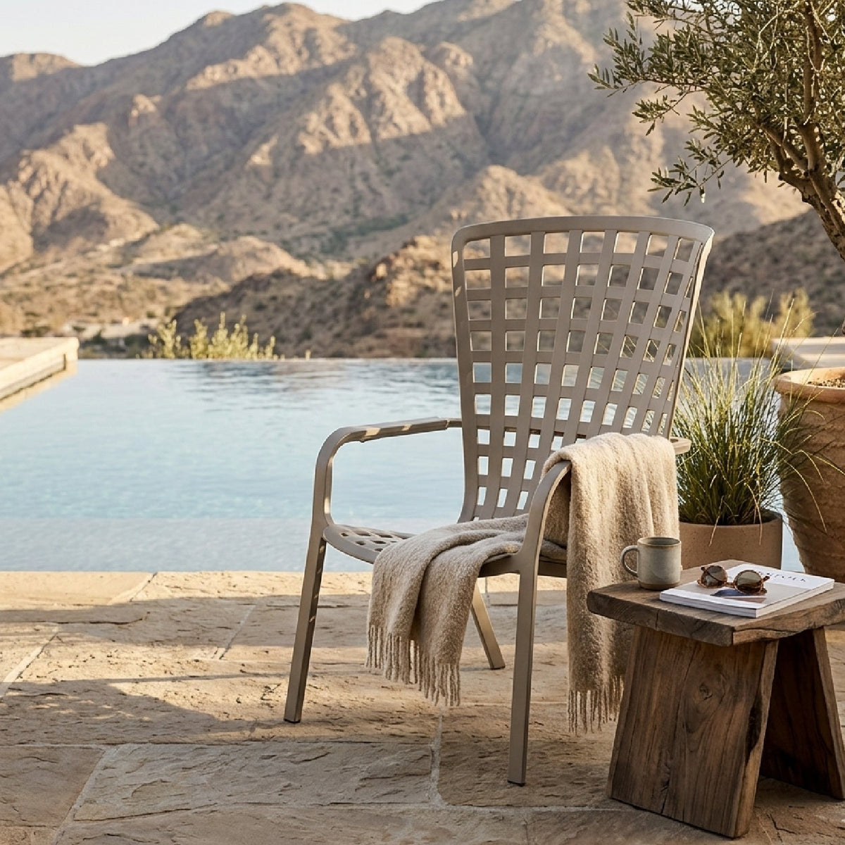 Square Perforated Reclining Outdoor Armchair | Nardi Folio