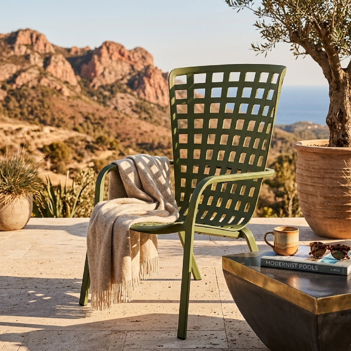Square Perforated Reclining Outdoor Armchair | Nardi Folio