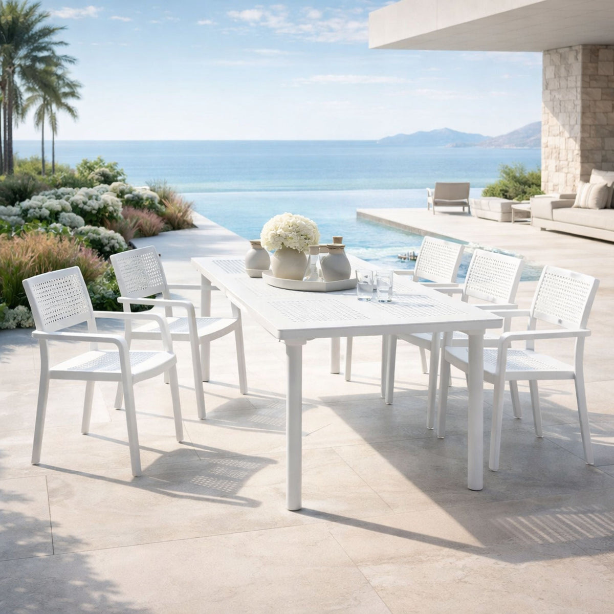 Extendable Outdoor Dining Table with Umbrella Hole | Nardi Libeccio