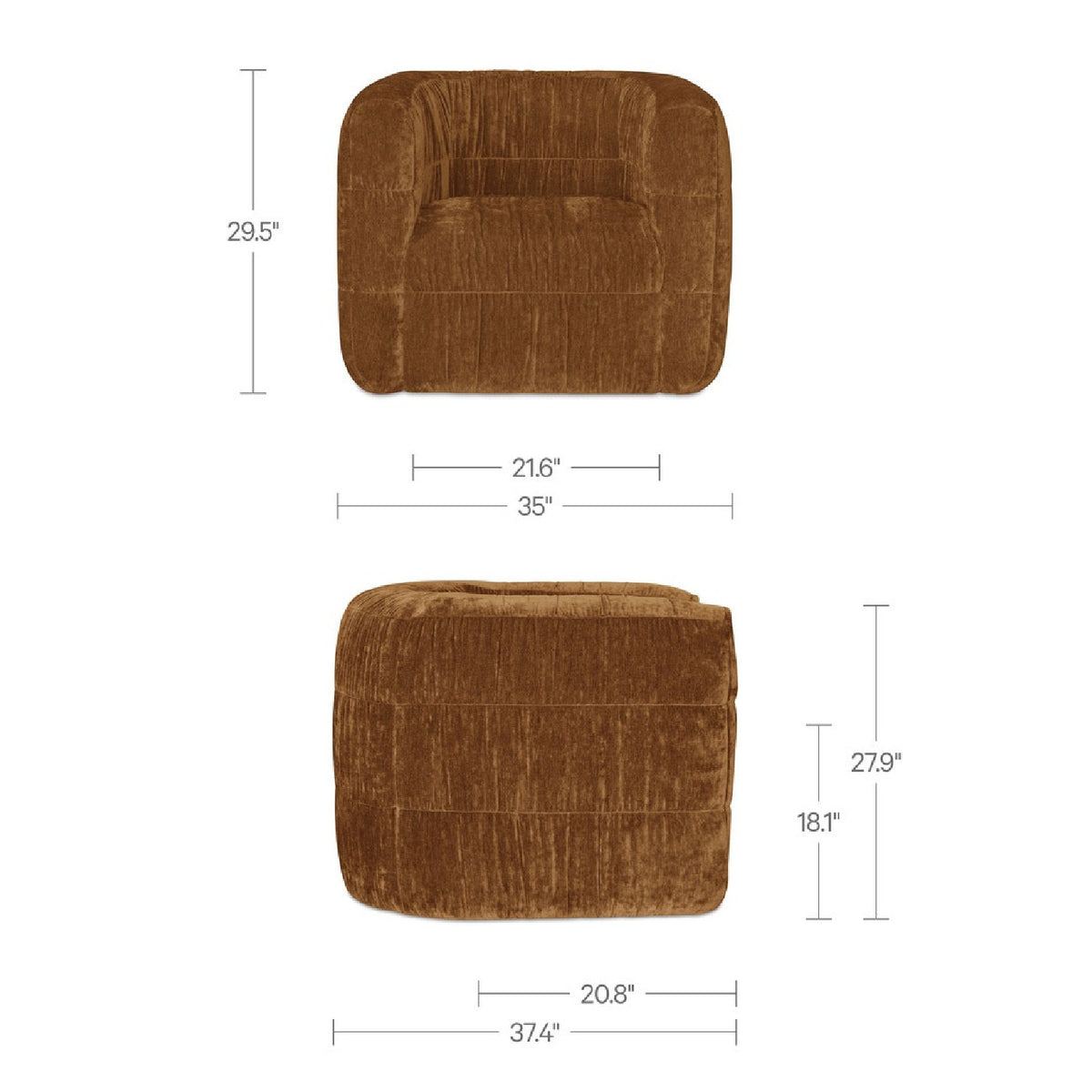 Ruched Chenille Swivel Chair | Novi Living Robson