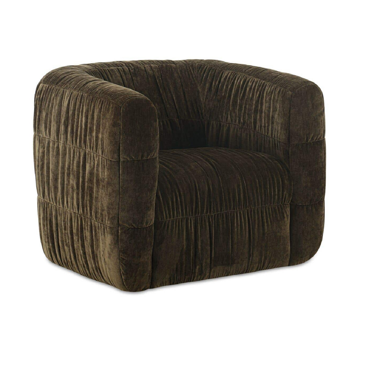 Ruched Chenille Swivel Chair | Novi Living Robson