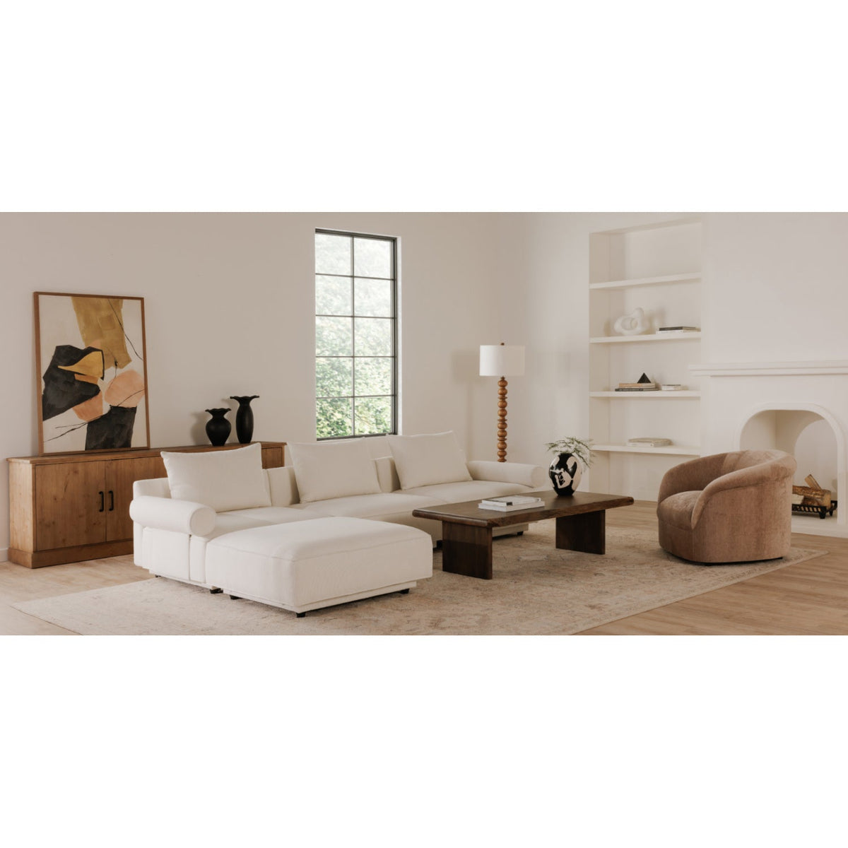 Modern European furniture - Brown Acacia Wood Coffee Table - www.oroa.com