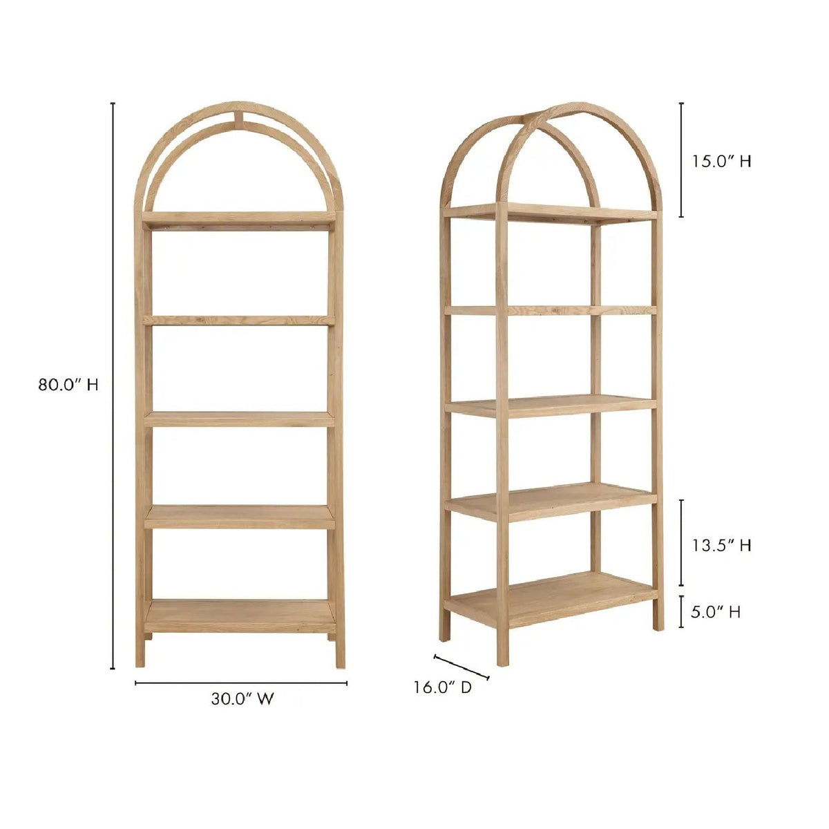 Modern European furniture - Solid Oak Arched Bookcase - www.oroa.com