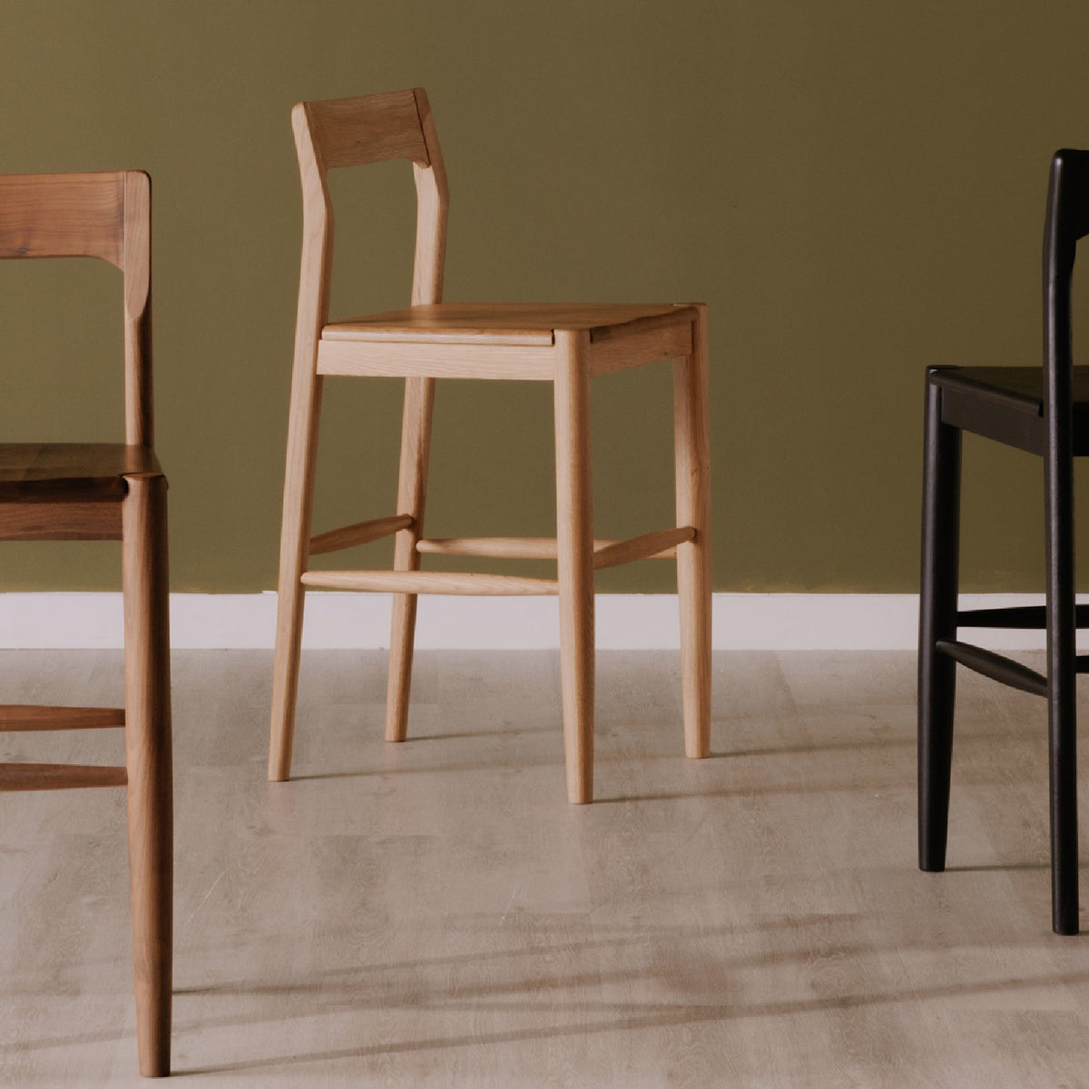 Modern European furniture - Solid Wood Open-Back Bar Stool - www.oroa.com
