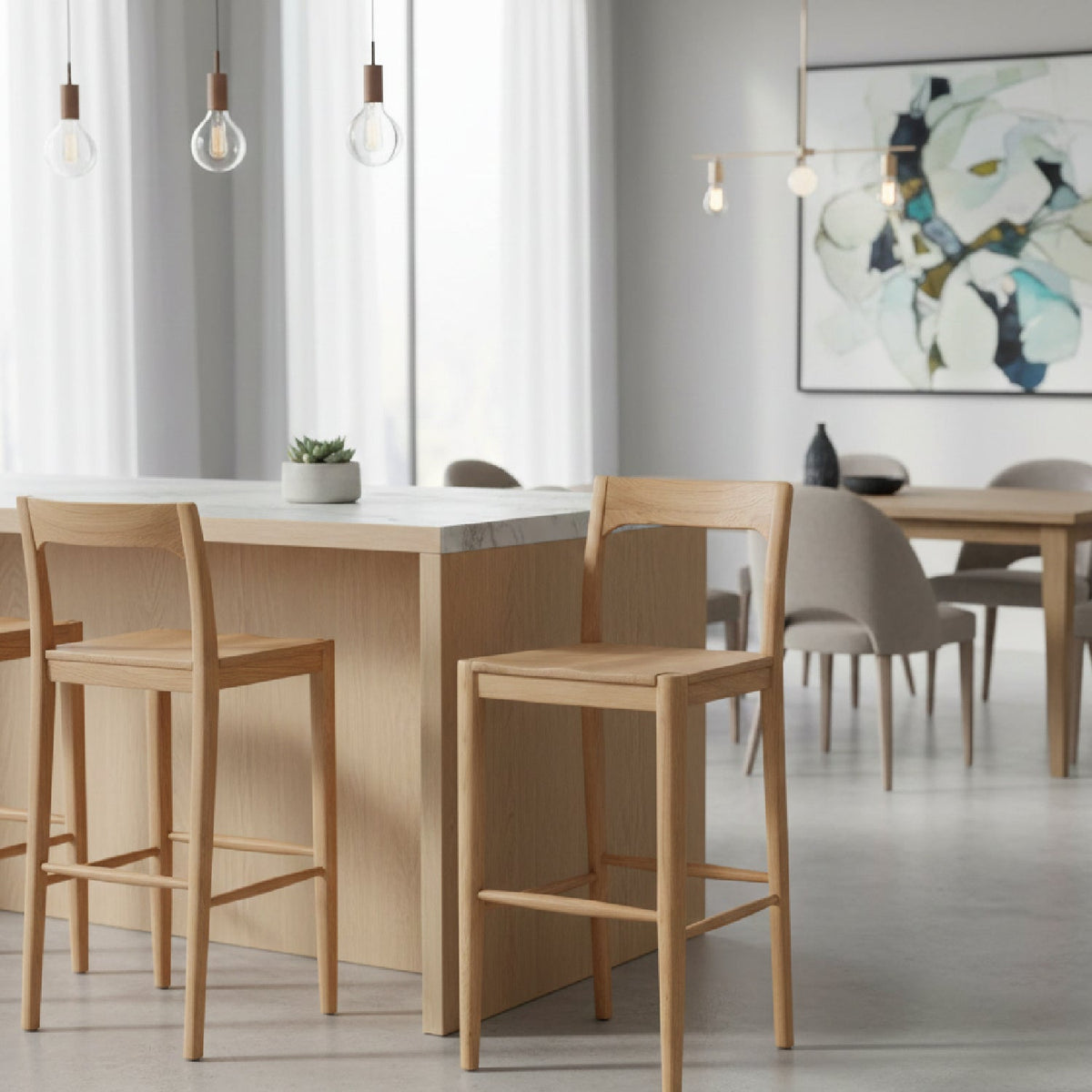 Modern European furniture - Solid Wood Open-Back Bar Stool - www.oroa.com