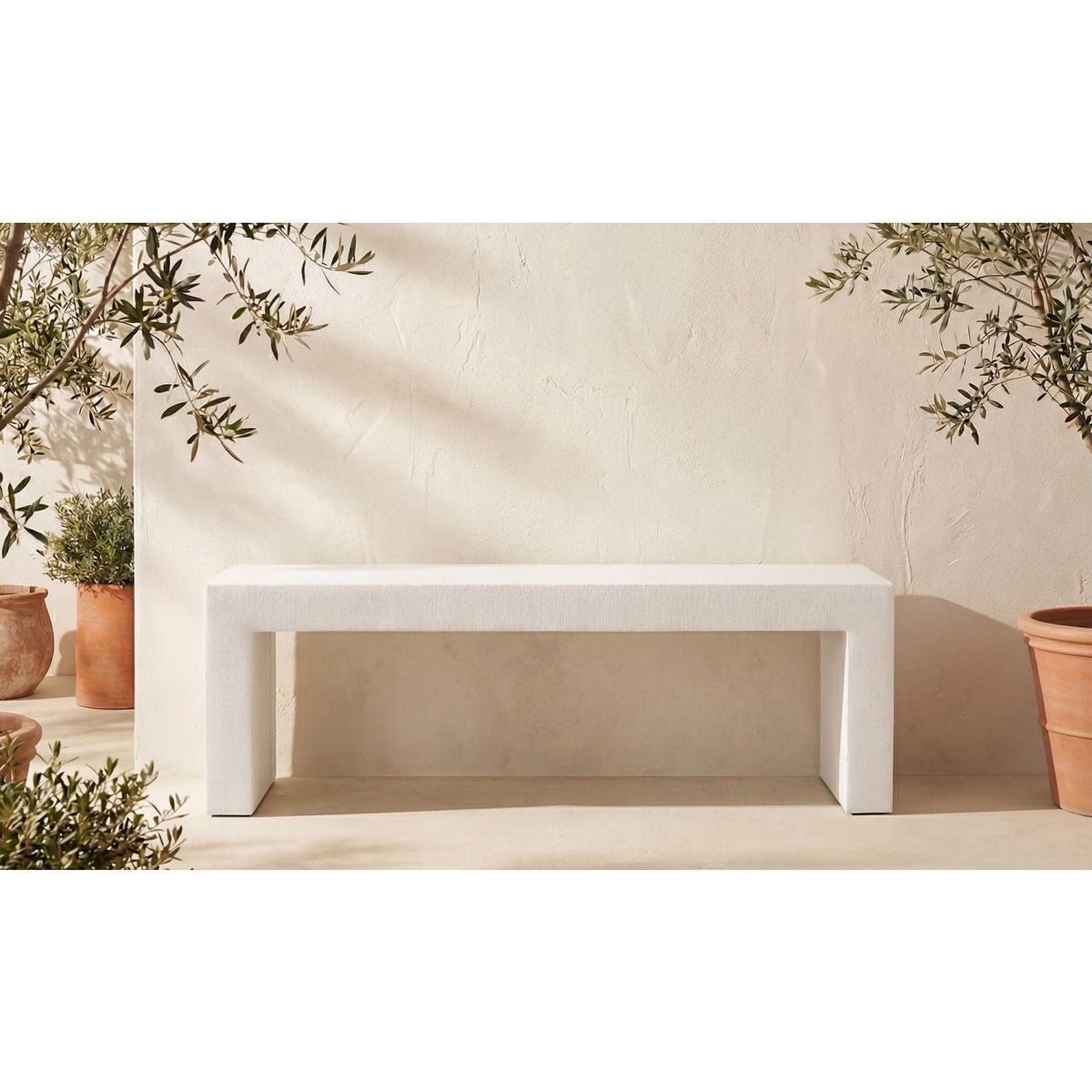 Modern European furniture - White Concrete Outdoor Bench - www.oroa.com