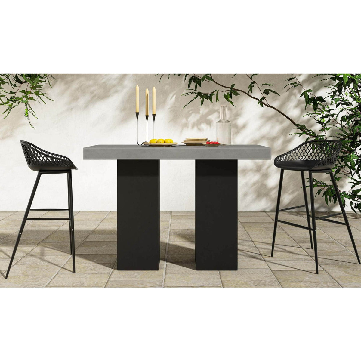 Modern European furniture - Gray Concrete Outdoor Bar Table - www.oroa.com