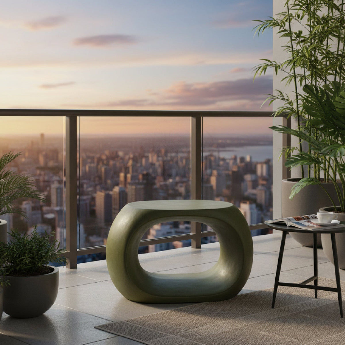 Modern European furniture - Carved Concrete Indoor/Outdoor Stool - www.oroa.com