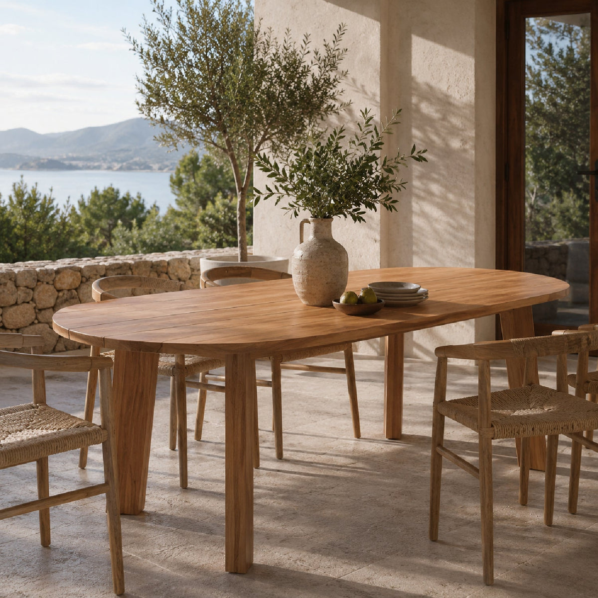 Modern European furniture - Slatted Teak Outdoor Dining Table - www.oroa.com
