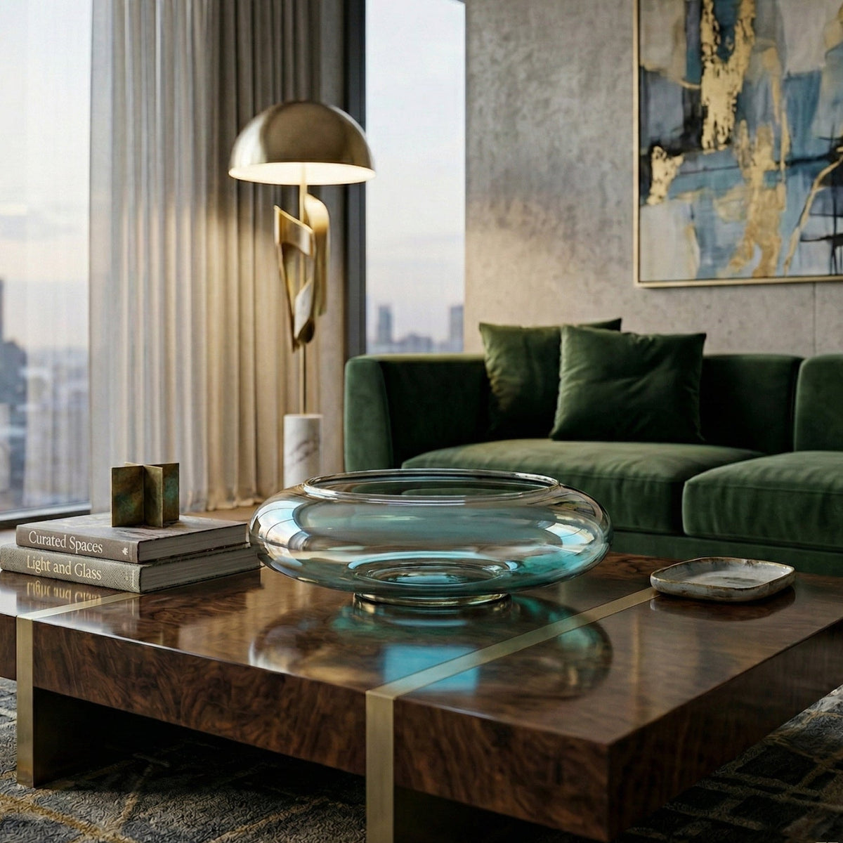 Modern European furniture - Smoky Brown Glass Bowl - www.oroa.com