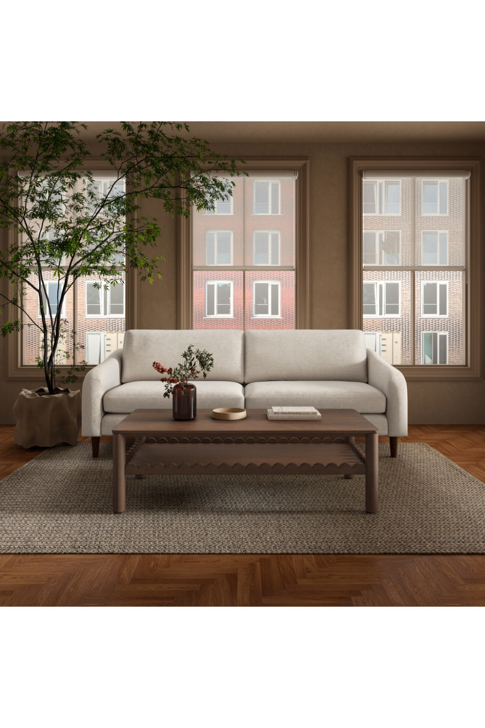 Modern European furniture - Wooden Leg 2-Seater Sofa - www.oroa.com
