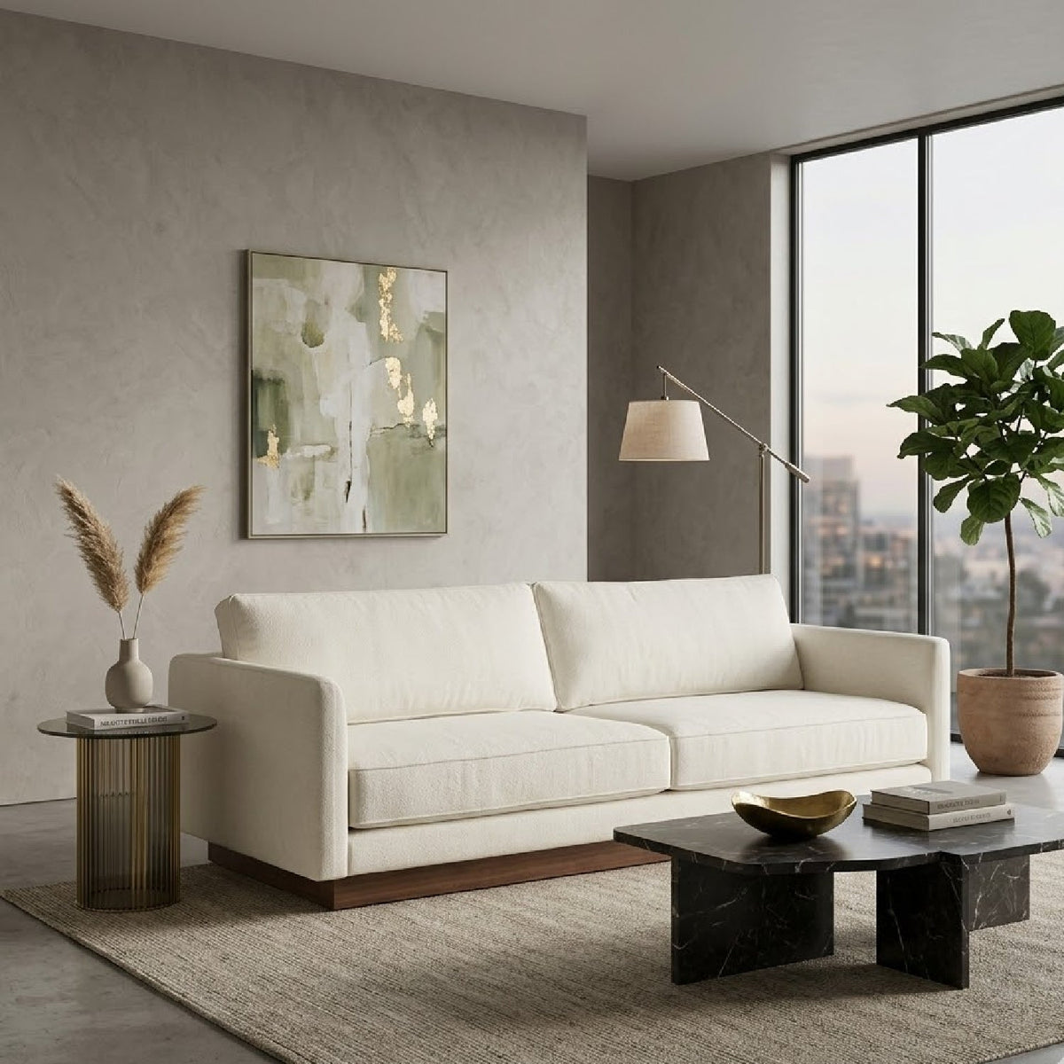 Mid-Century Modern White Sofa | Novi Living Vernon