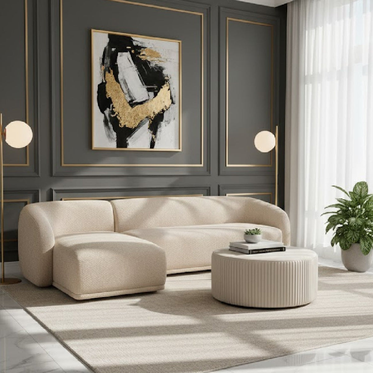 Curved Back Sectional Sofa | Novi Living Faye