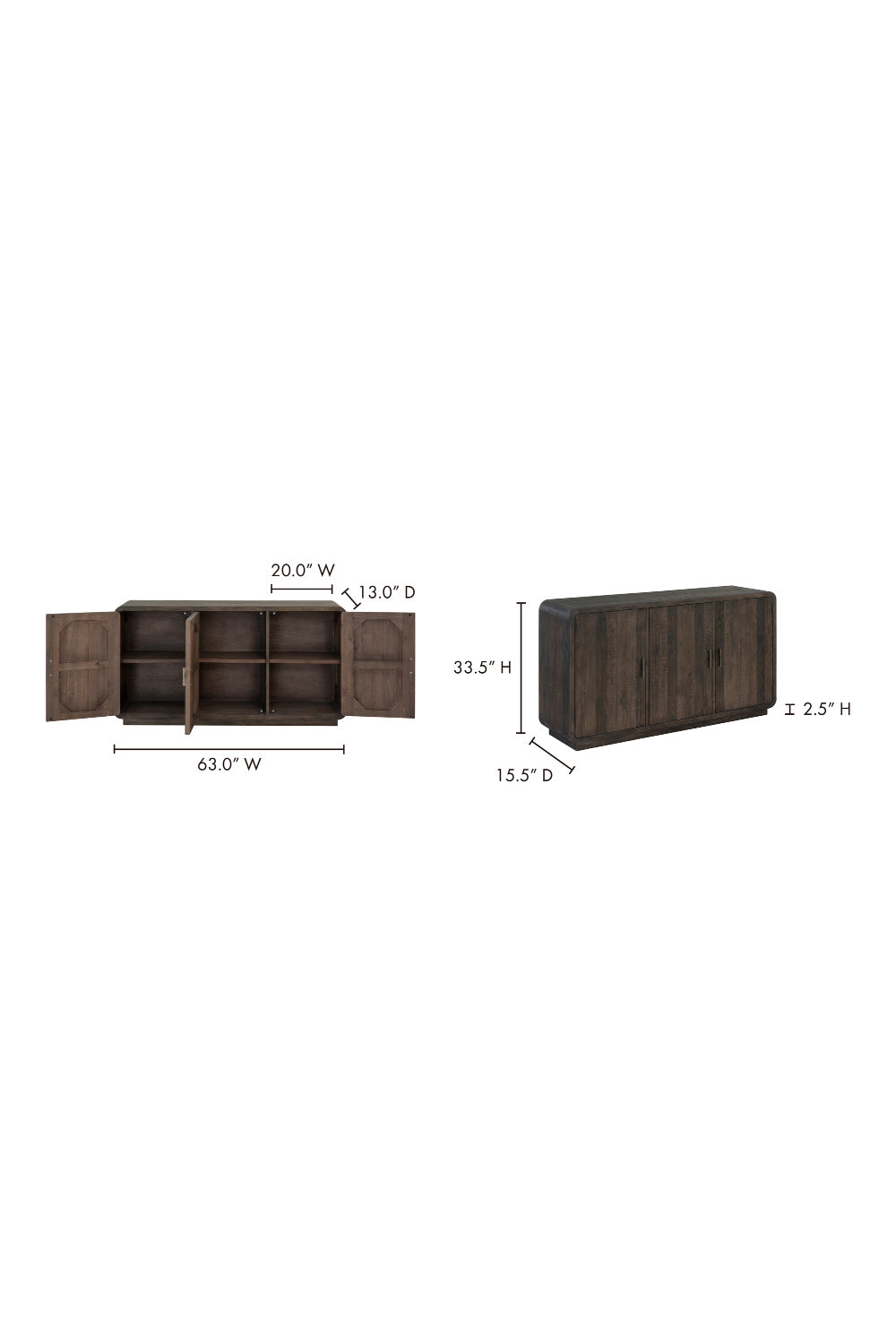 Modern European furniture - Matte Pine 3-Door Sideboard - www.oroa.com