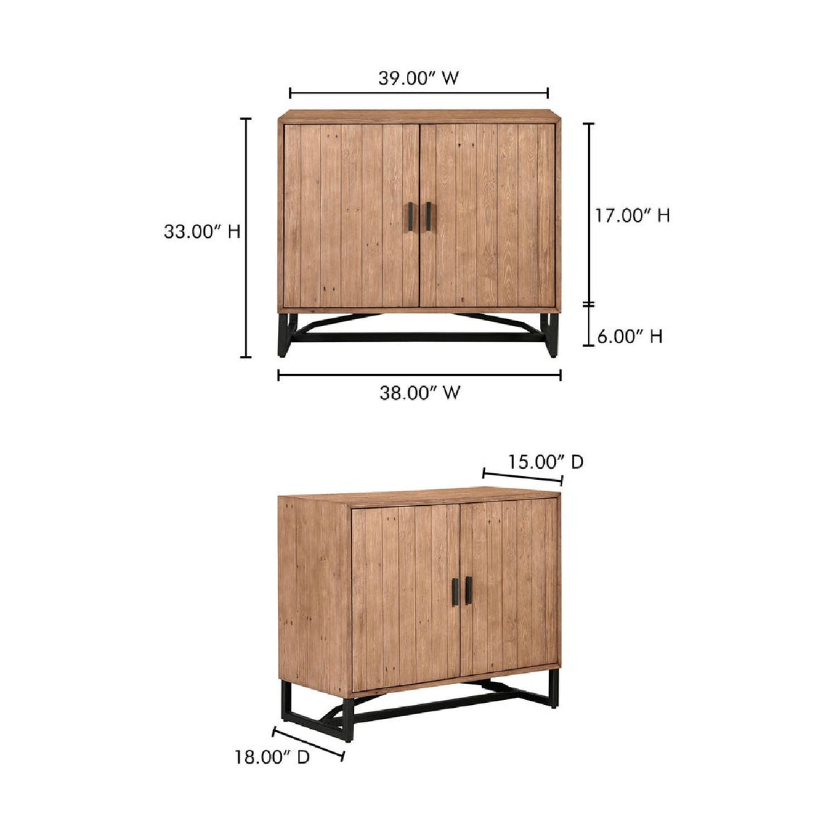 Modern European furniture - Slatted Pine 2-Door Cabinet - www.oroa.com