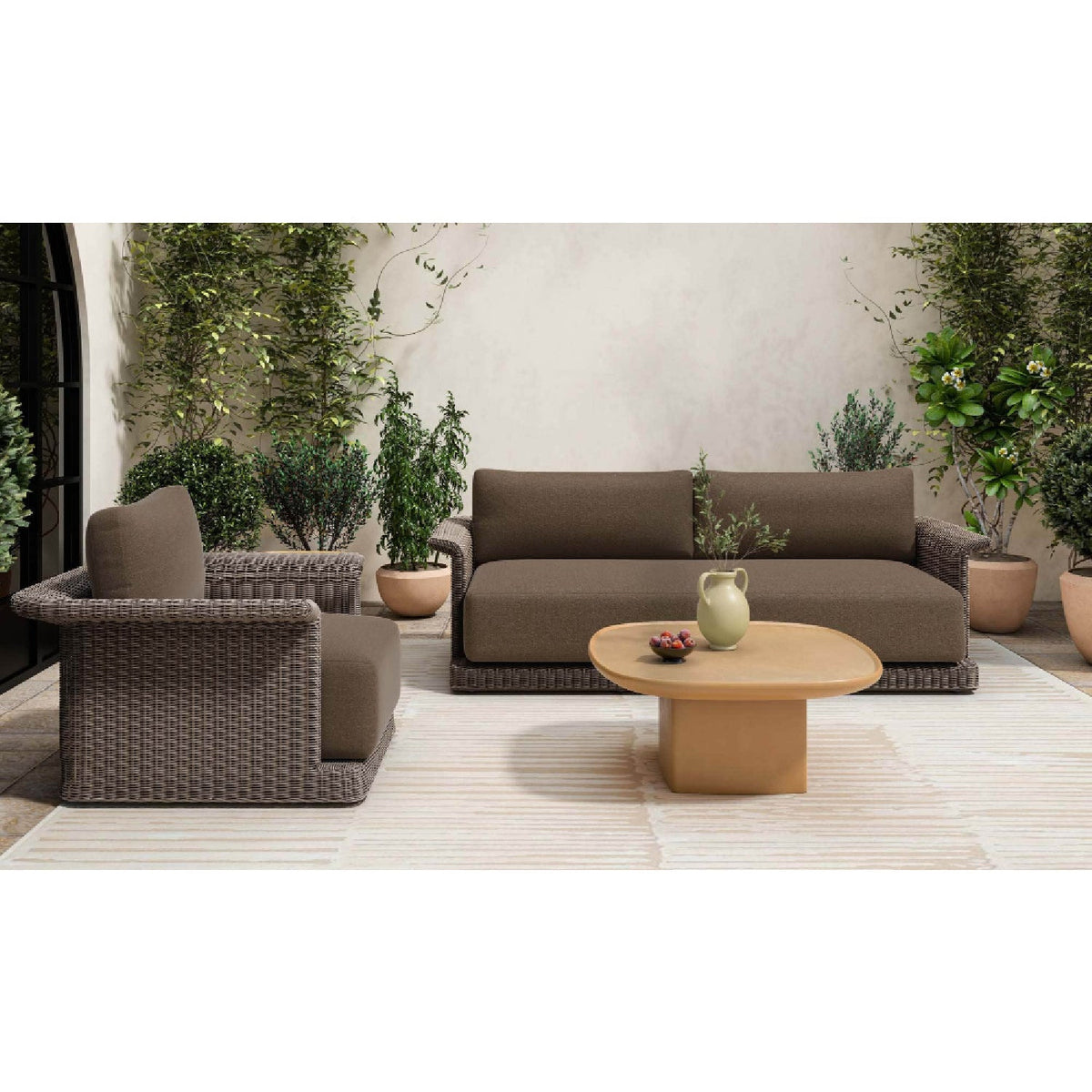 Modern European furniture - Curved Arm Wicker Outdoor Sofa - www.oroa.com