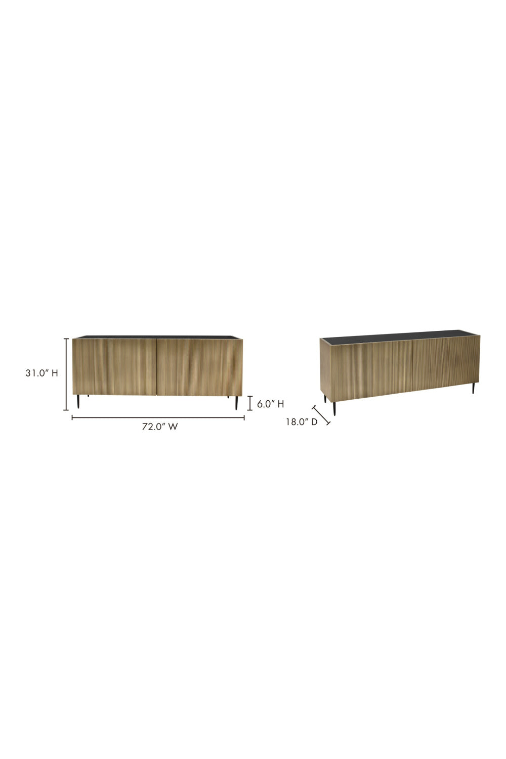 Modern European furniture - Antique Brass 2-Door Sideboard - www.oroa.com