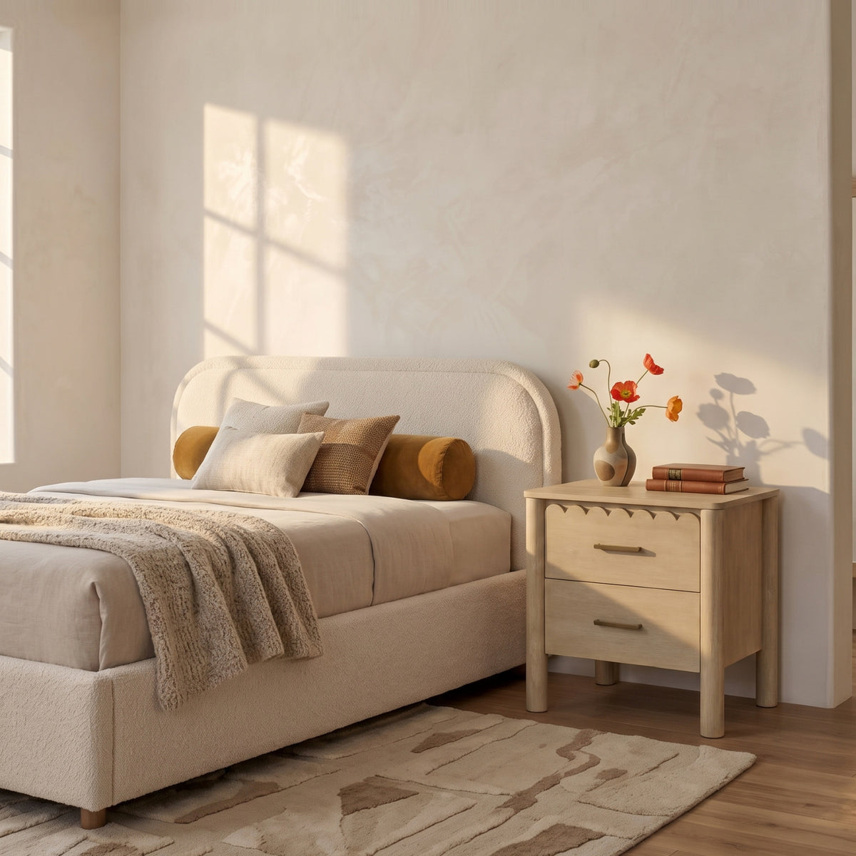 Scalloped-Edge 2-Drawer Nightstand | Novi Living Wiley - www.oroa.com