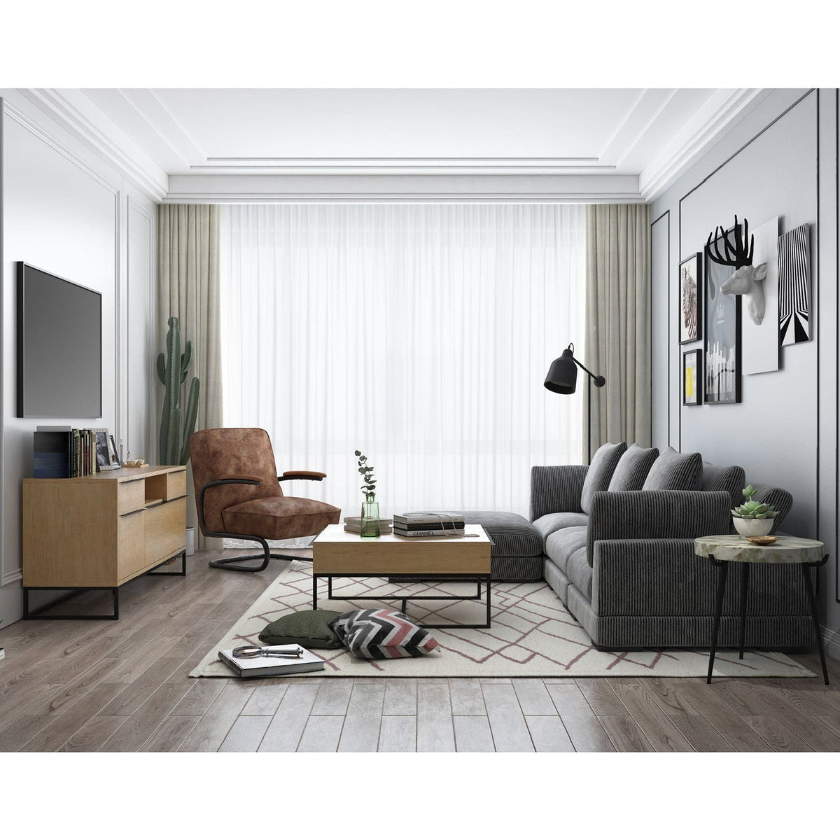 Modern European furniture - Iron Base Marble Accent Table - www.oroa.com