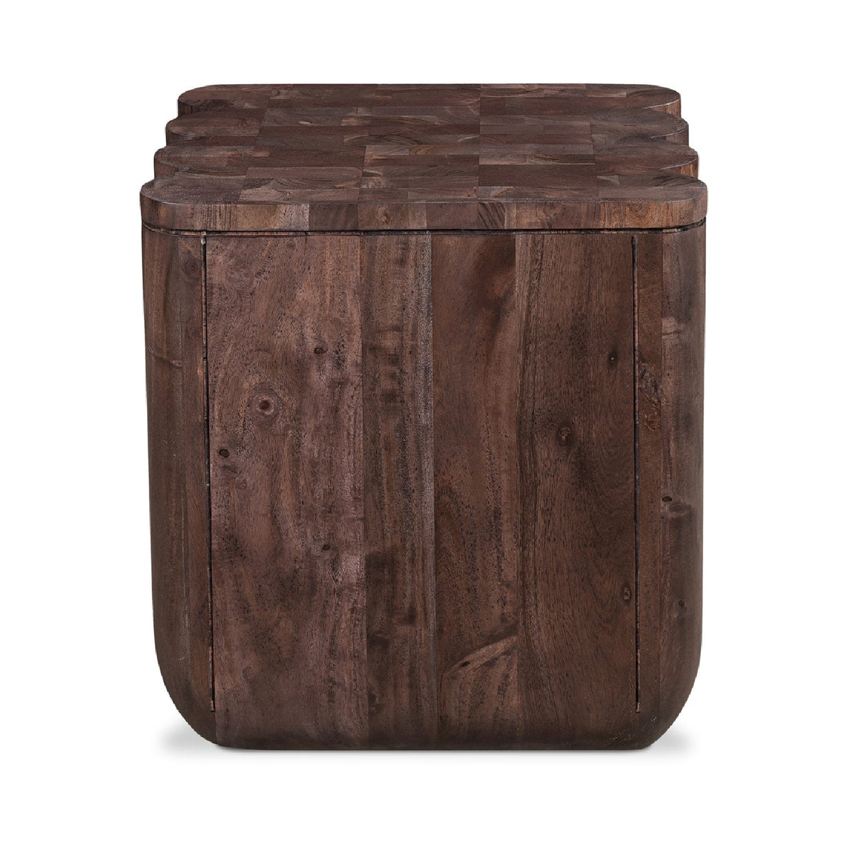 Modern European furniture - Scalloped Brown Acacia Accent Table - www.oroa.com
