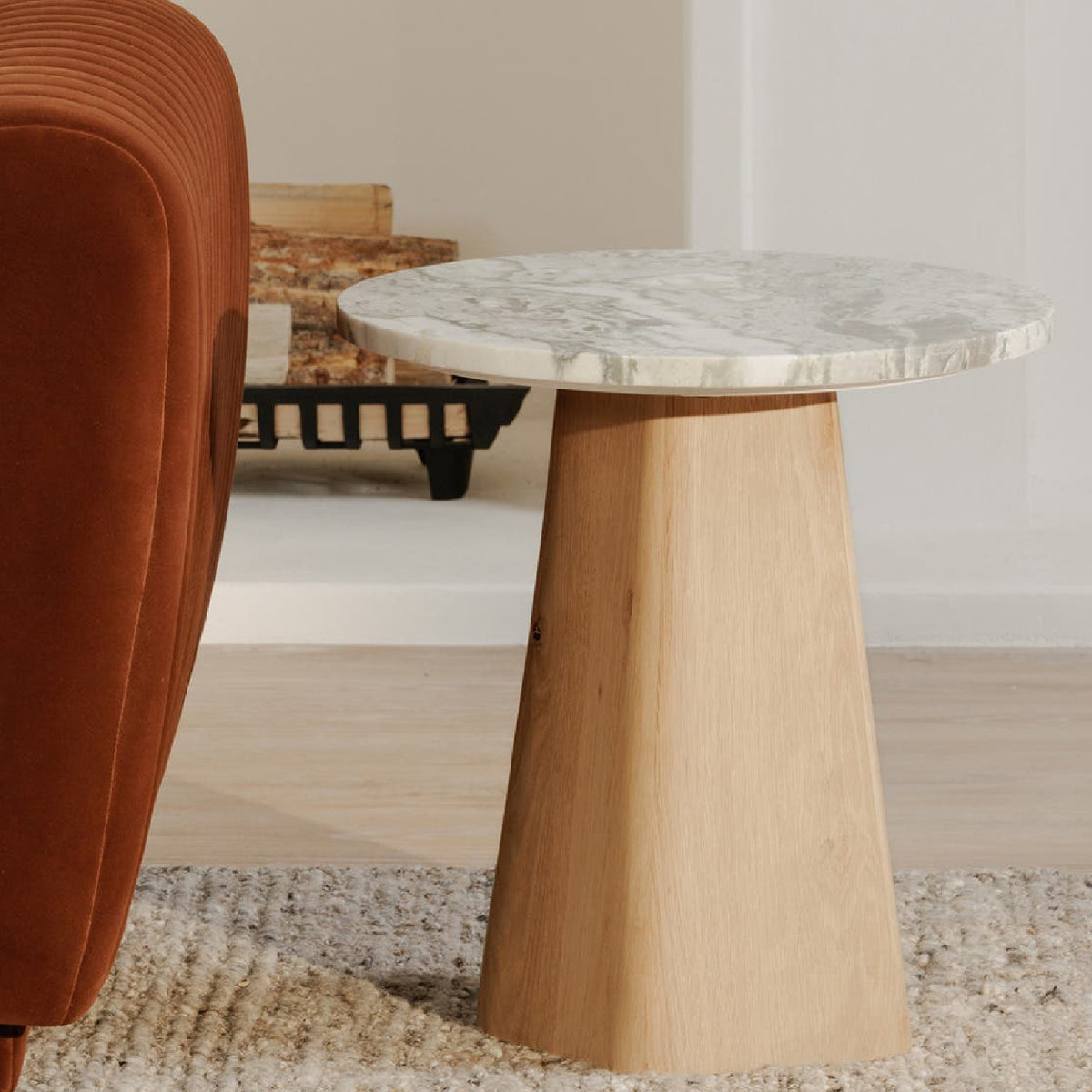 Modern European furniture - Round Gray Marble Accent Table - www.oroa.com