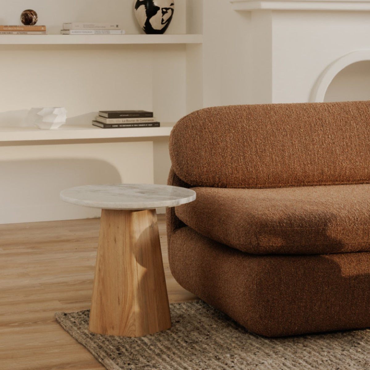 Modern European furniture - Round Gray Marble Accent Table - www.oroa.com