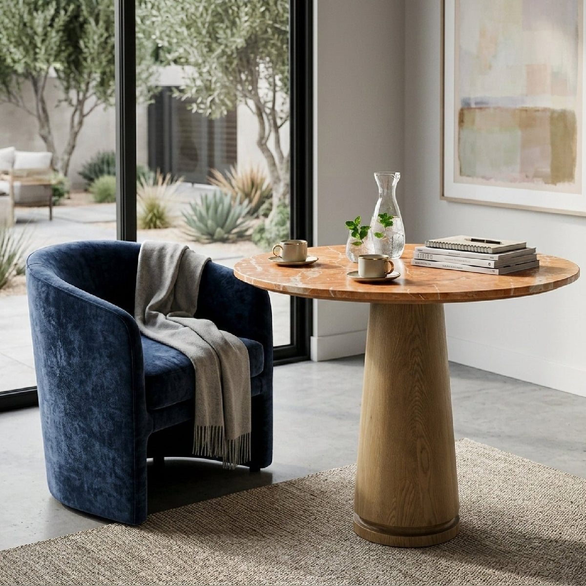 Modern European furniture - Round Marble Pedestal Coffee Table - www.oroa.com
