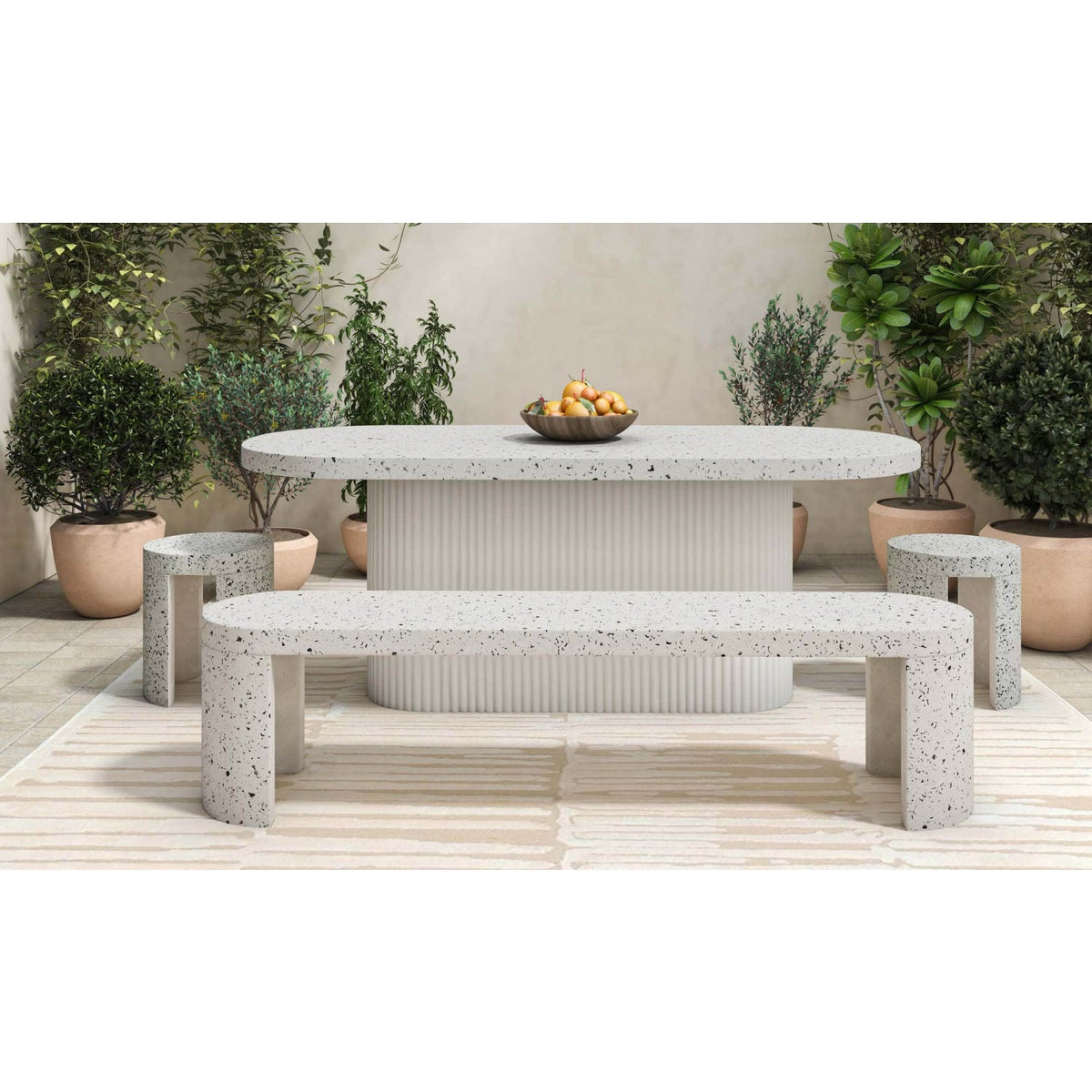 Modern European furniture - White Terrazzo Outdoor Dining Table - www.oroa.com